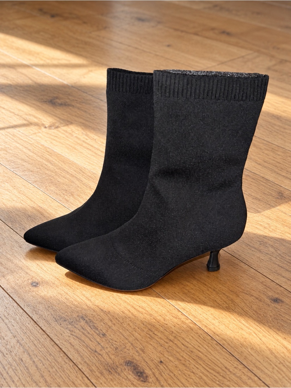 MIA Black Knit Pointed-Toe Sock Booties Sz 11 NWOT